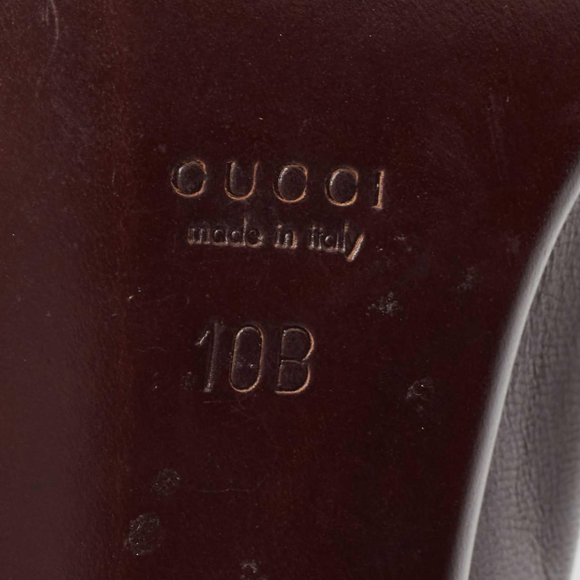 Gucci Brown Leather Interlocking G Studded Platform Pumps Size 42 4