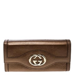 Gucci Brown Leather Interlocking GG Continental Wallet