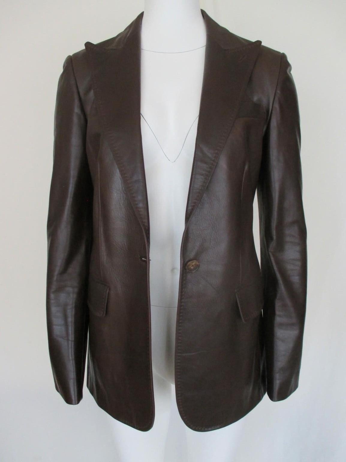 Gucci Brown Leather Jacket 1
