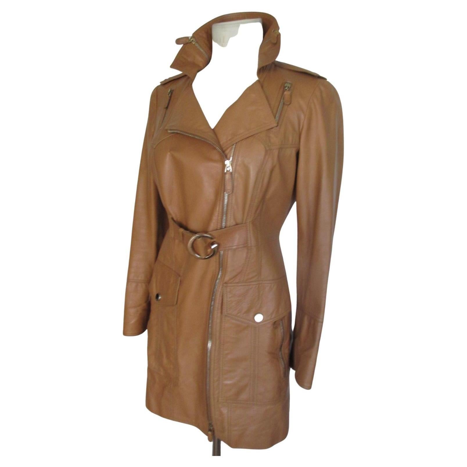 Gucci - Veste en cuir marron