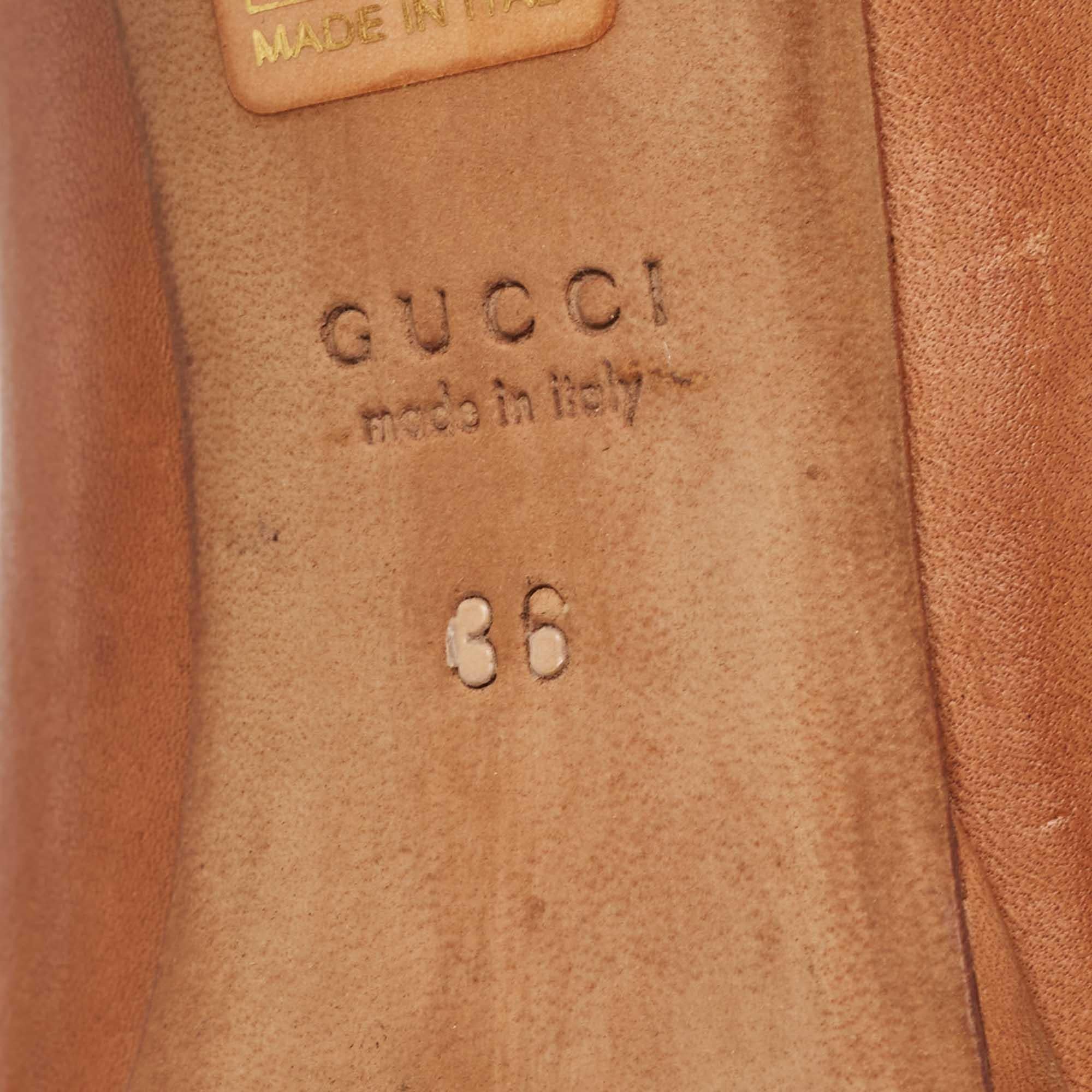 Gucci Brown Leather Jolene  Open Toe Pumps Size 38 For Sale 3