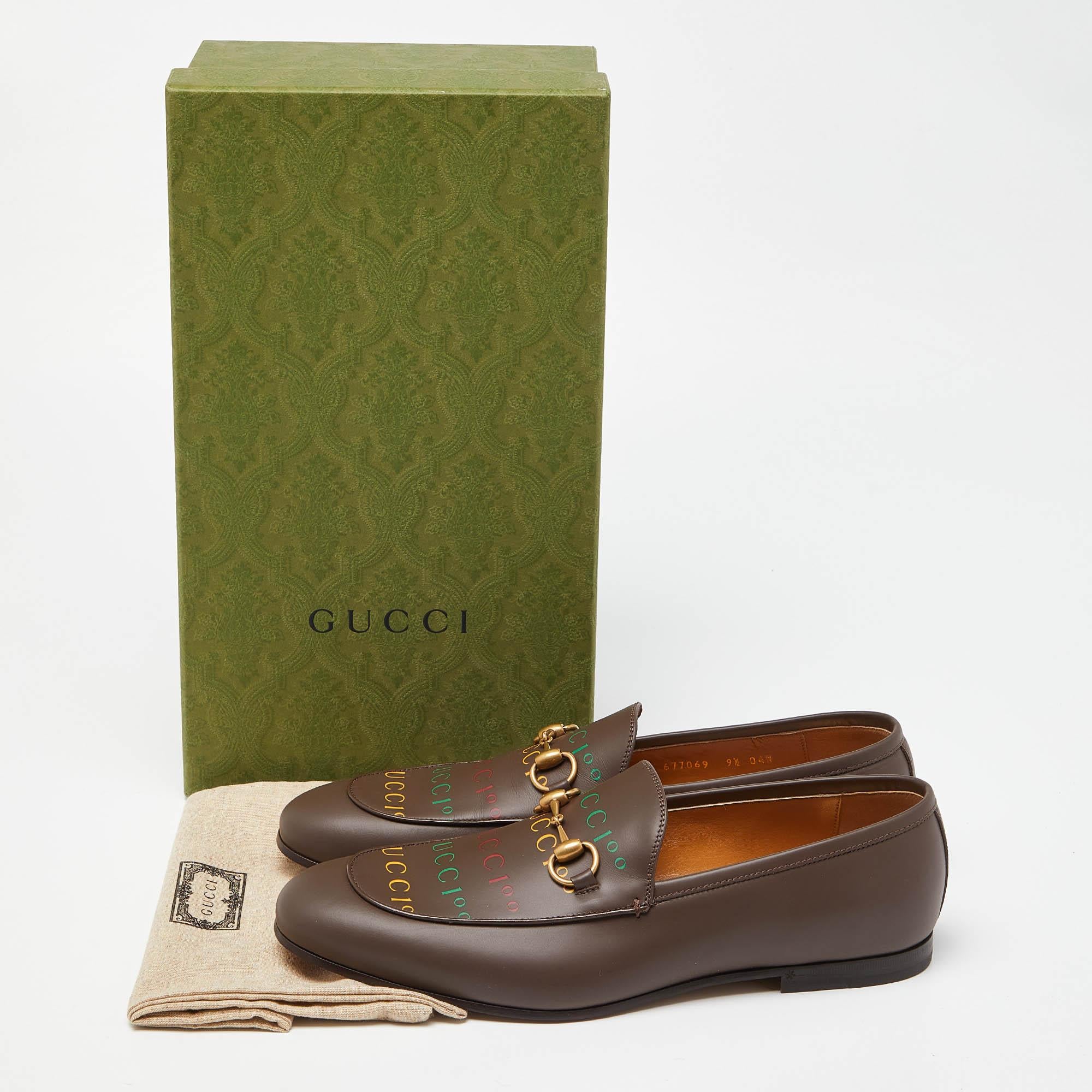 Gucci Brown Leather Jordaan Loafers Size 43.5 6