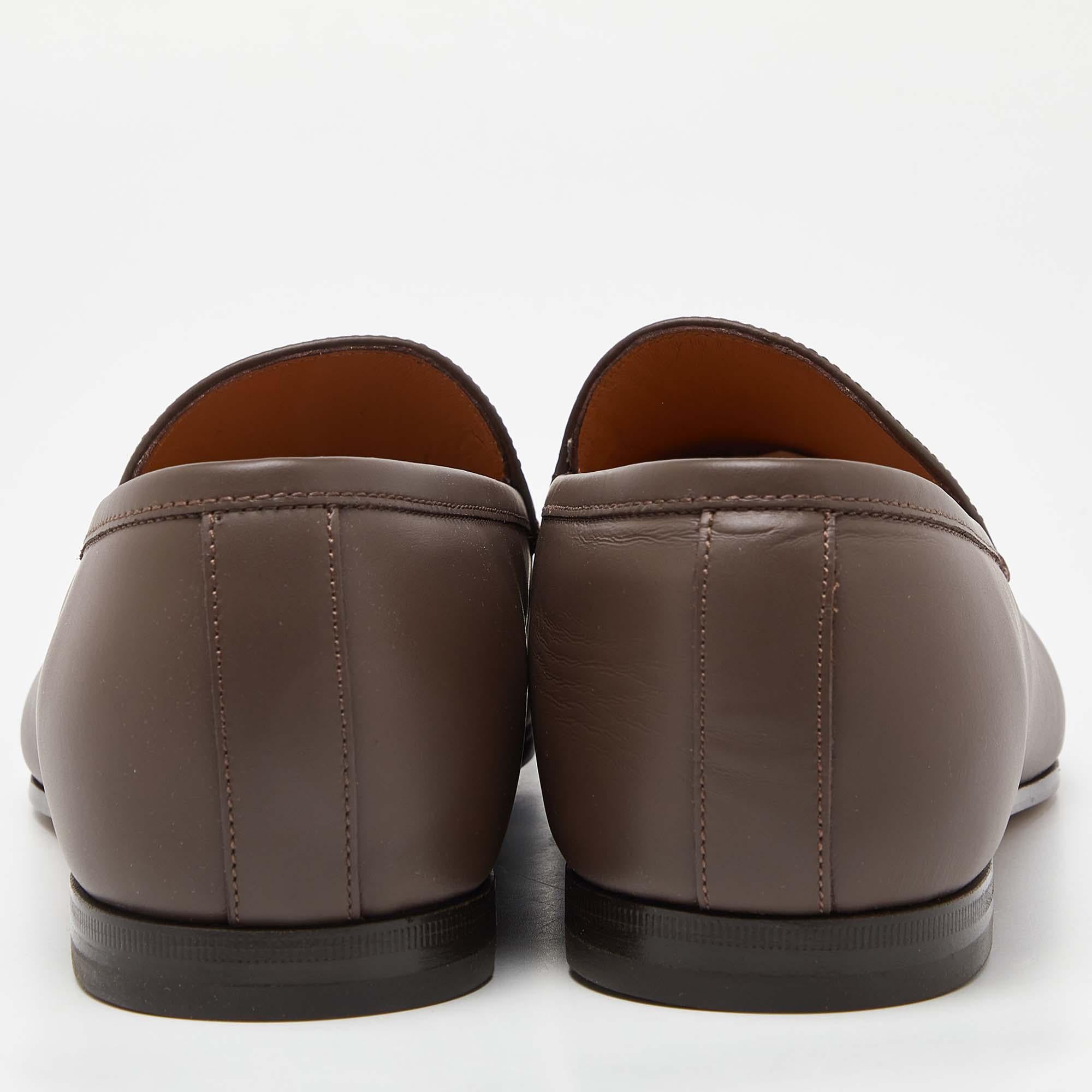Gucci Brown Leather Jordaan Loafers Size 43.5 1