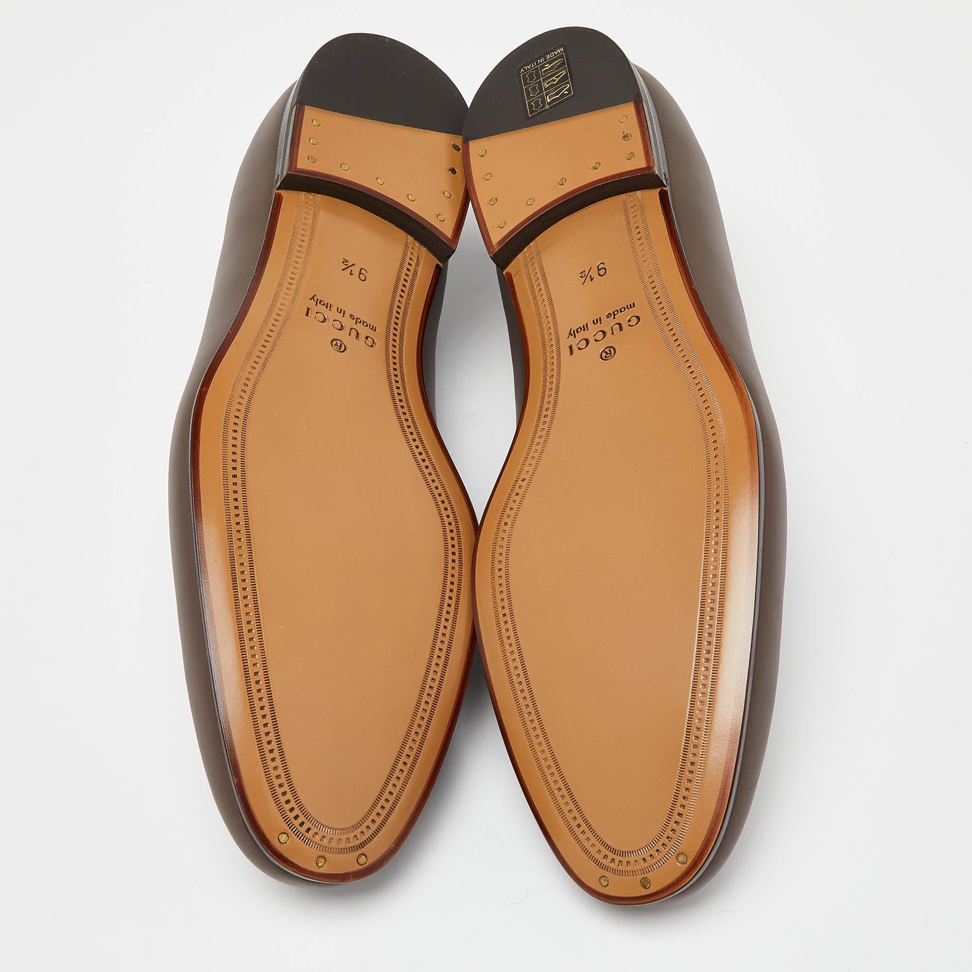 Gucci Brown Leather Jordaan Loafers Size 43.5 2