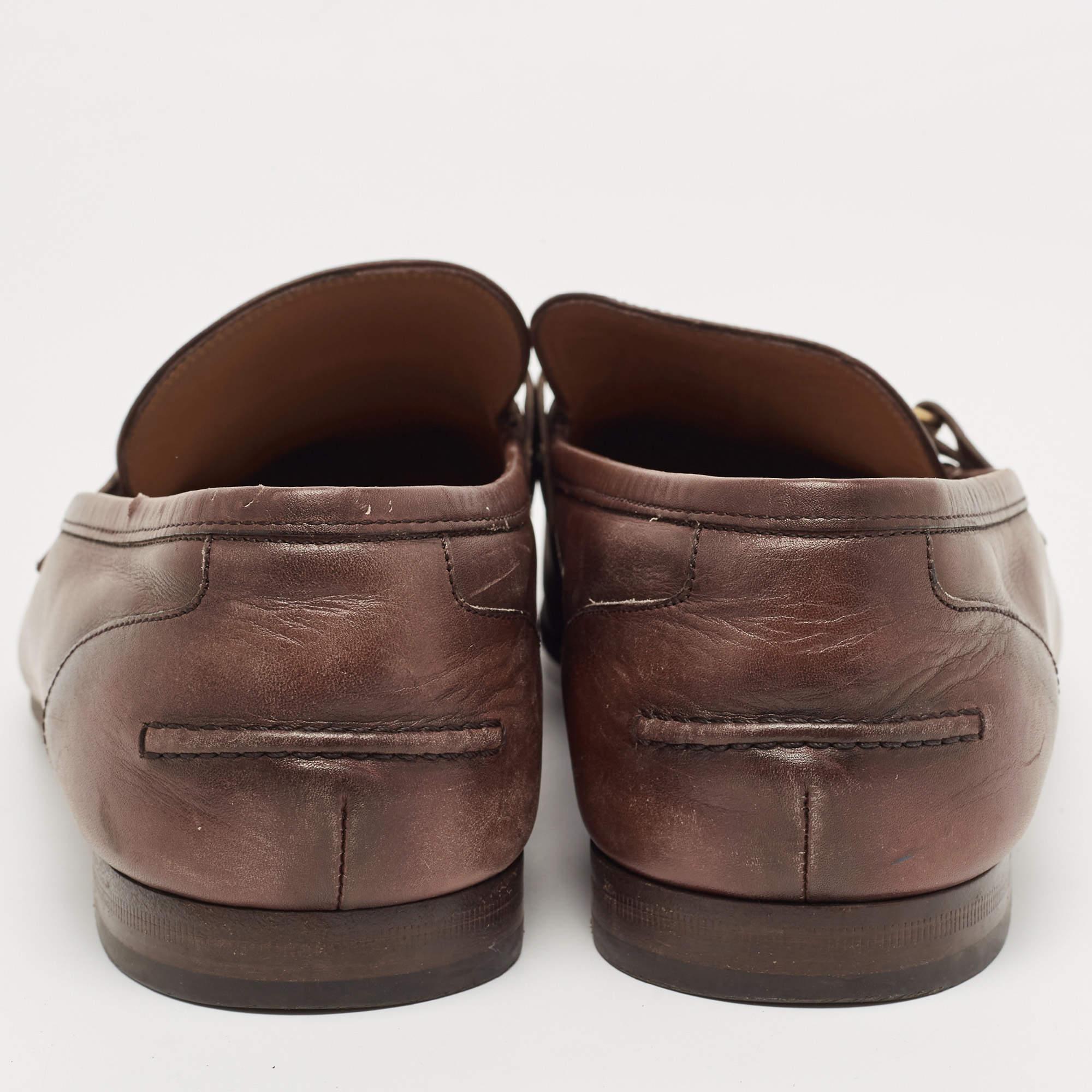 Gucci Brown Leather Jordaan Loafers Size 45 For Sale 2