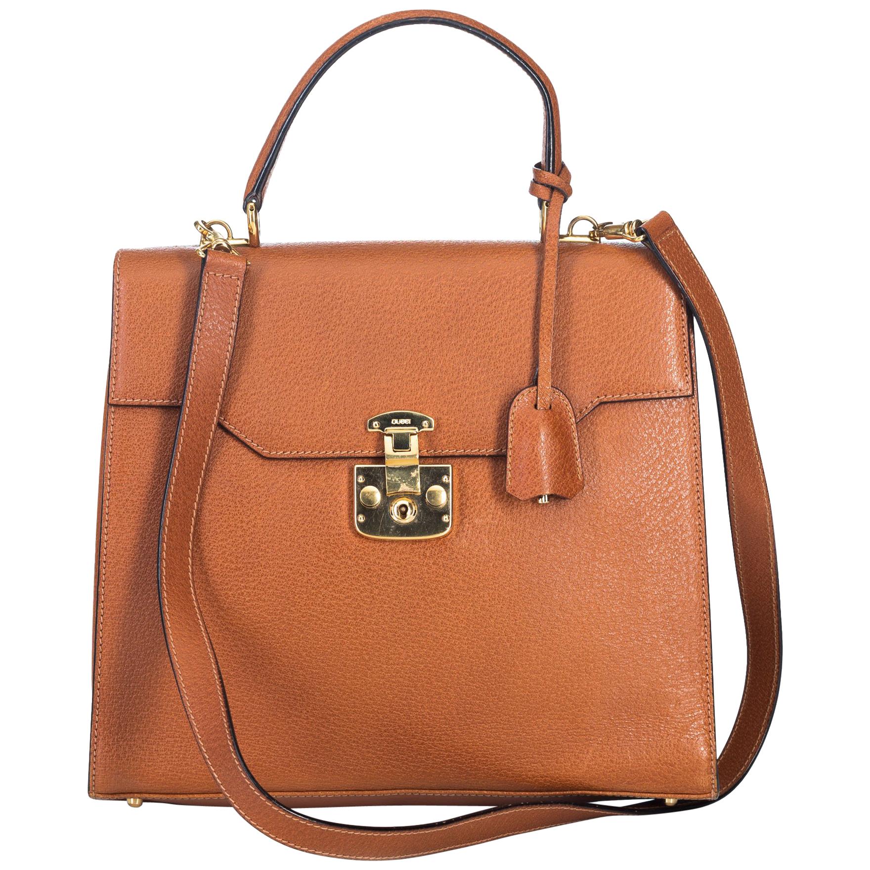 Gucci Brown Leather Kelly Satchel For Sale
