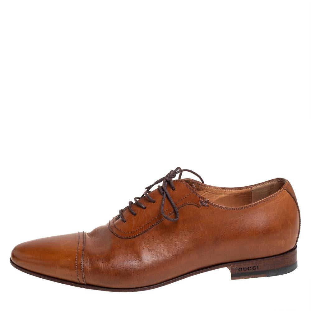 Gucci Brown Leather Lace Up Oxfords Size 41 1