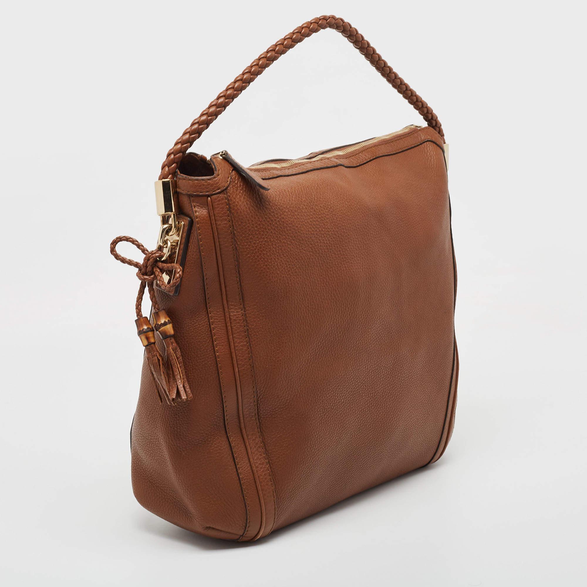 Gucci Brown Leather Large Bella Hobo For Sale 2