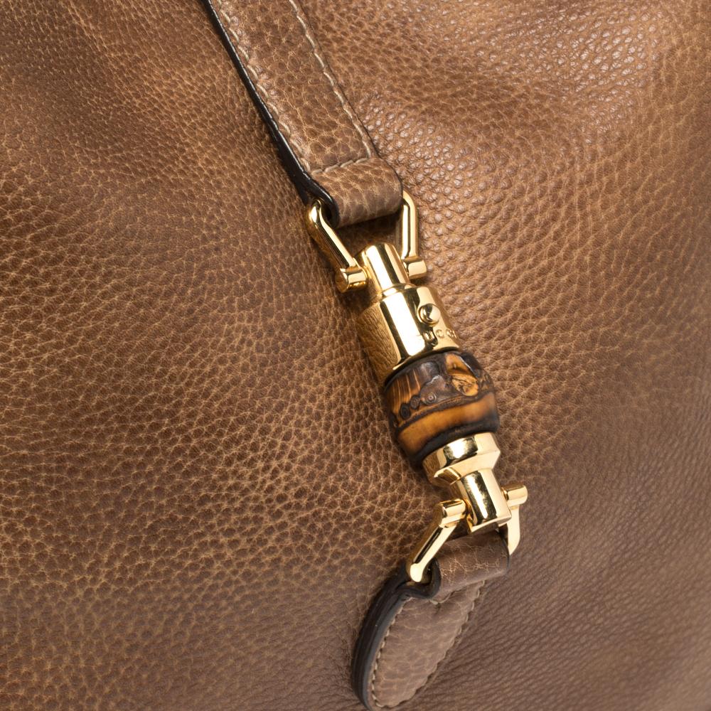 Großes Jackie Hobo-Set aus braunem Leder von Gucci 6