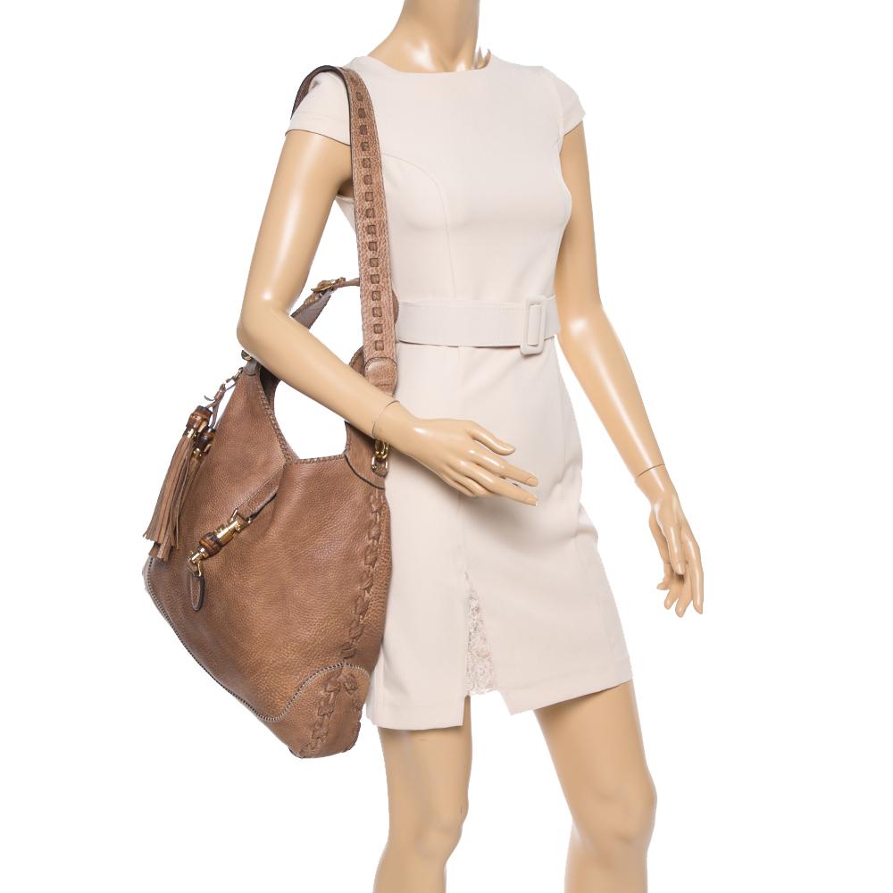 Großes Jackie Hobo-Set aus braunem Leder von Gucci (Braun)