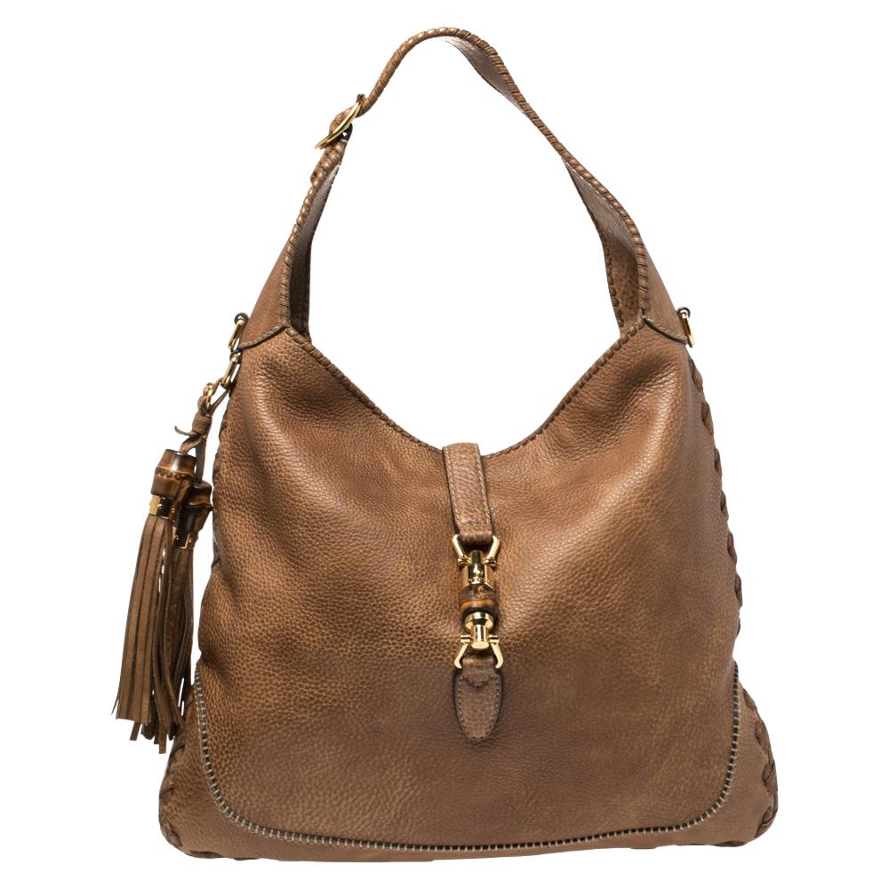 Gucci Brown Leather Large New Jackie Hobo