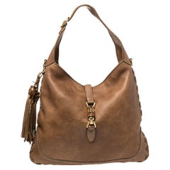 Großes Jackie Hobo-Set aus braunem Leder von Gucci