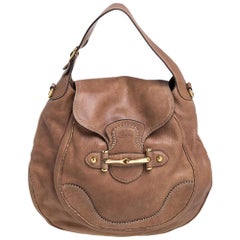 Gucci Brown Leather Large New Pelham Horsebit Shoulder Bag