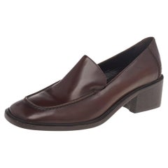 Gucci Brown Leather Loafers Pumps Size 37.5