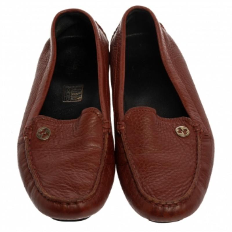 Gucci Brown Leather Loafers Size 36.5 For Sale 3