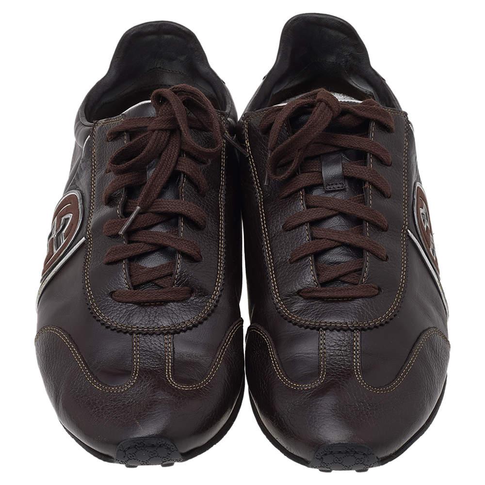 Noir Gucci - Baskets basses en cuir Brown - Taille 45 en vente