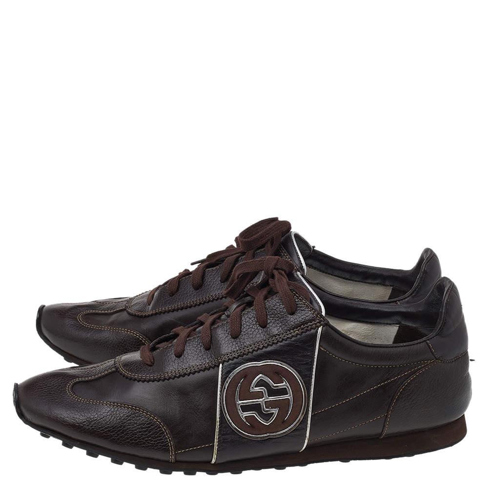 Gucci - Baskets basses en cuir Brown - Taille 45 Bon état - En vente à Dubai, Al Qouz 2