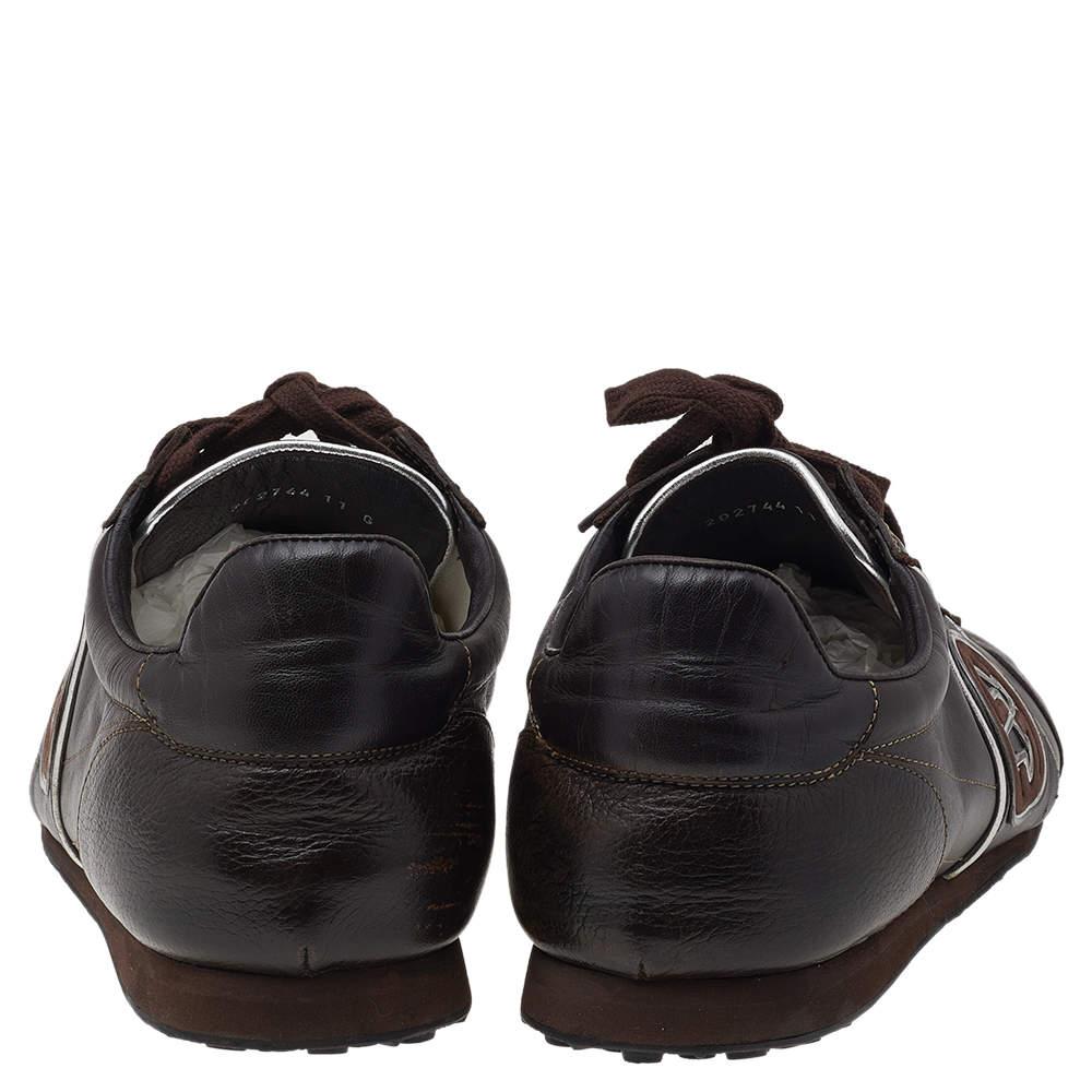 Gucci - Baskets basses en cuir Brown - Taille 45 Pour hommes en vente