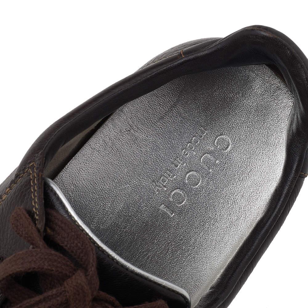 Gucci - Baskets basses en cuir Brown - Taille 45 en vente 2