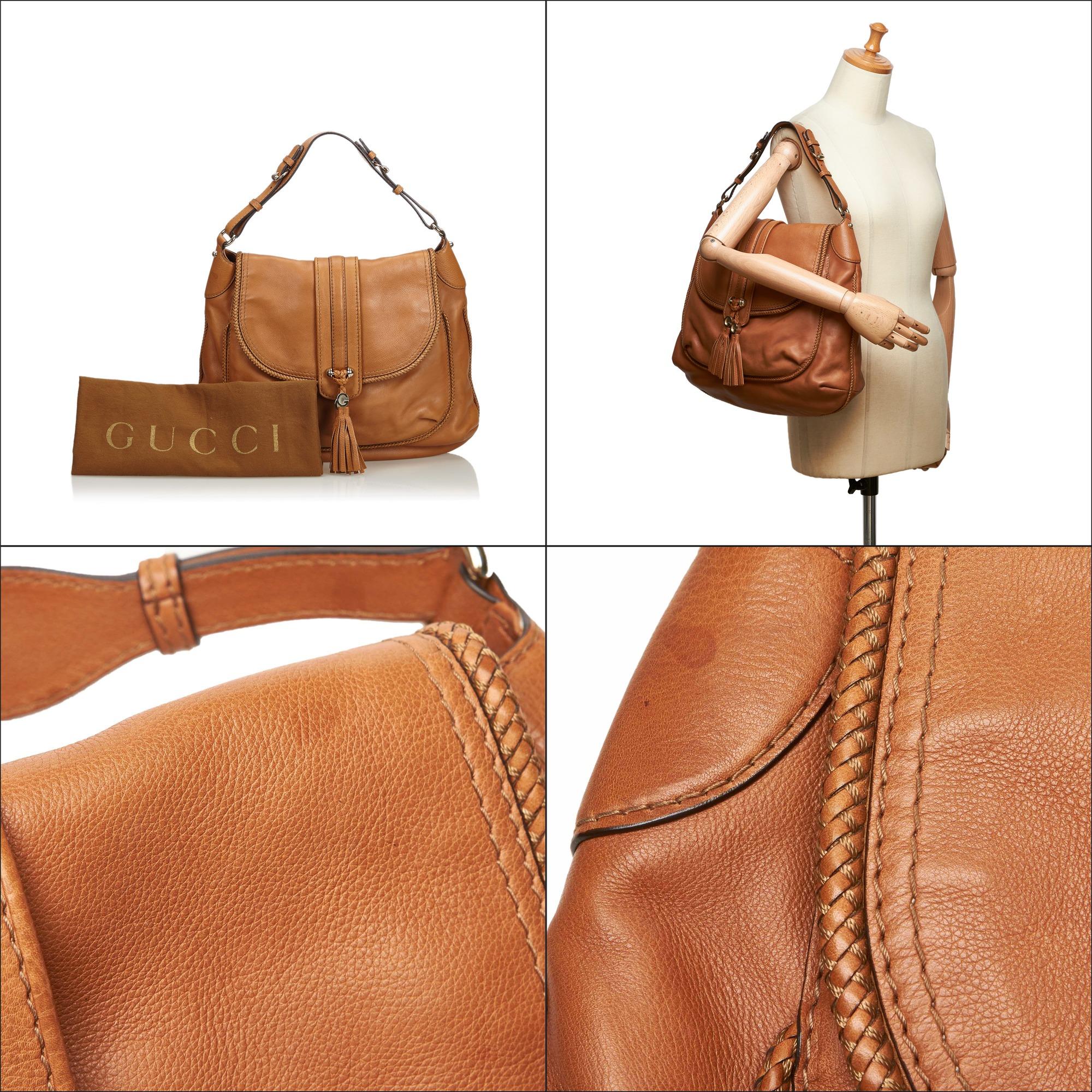 Gucci Brown Leather Marrakech Shoulder Bag For Sale 10