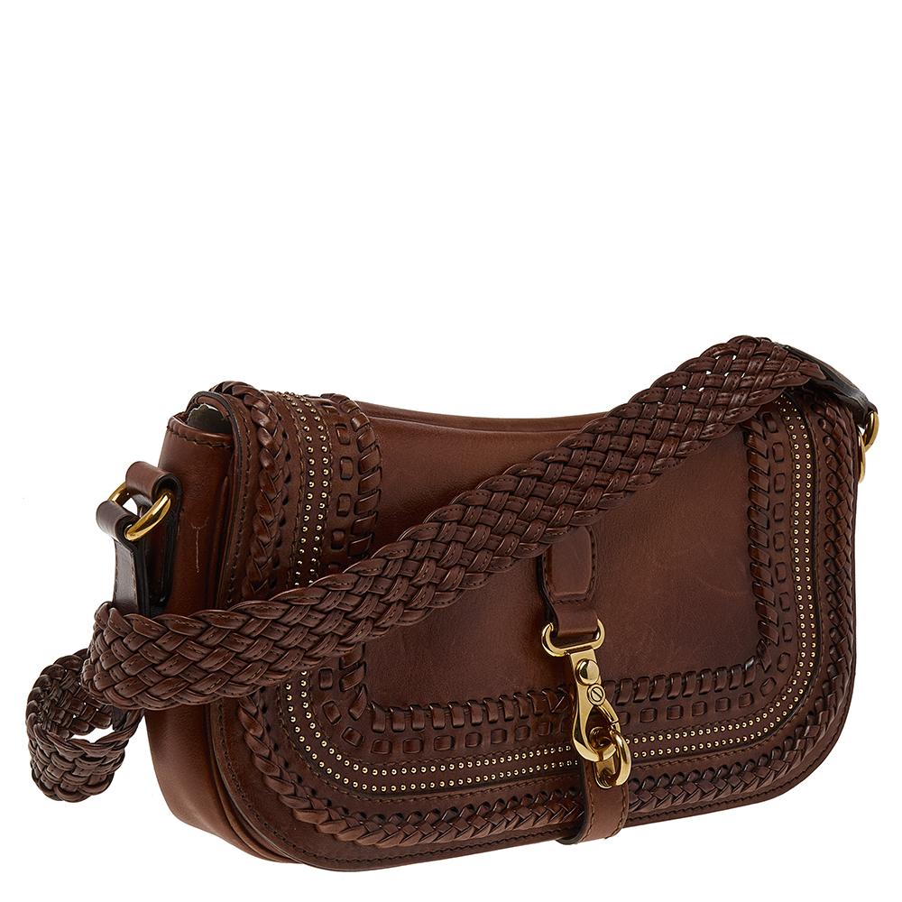 Women's Gucci Brown Leather Marrakech Shoulder Bag