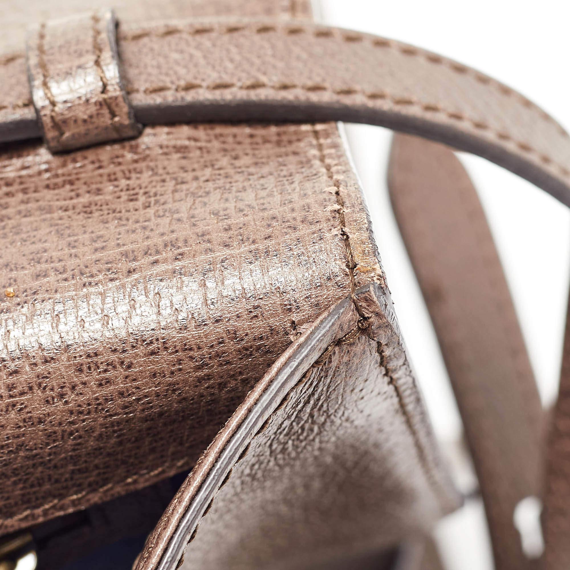 Gucci Brown Leather Medium Bamboo Web Falena Top Handle Bag For Sale 2