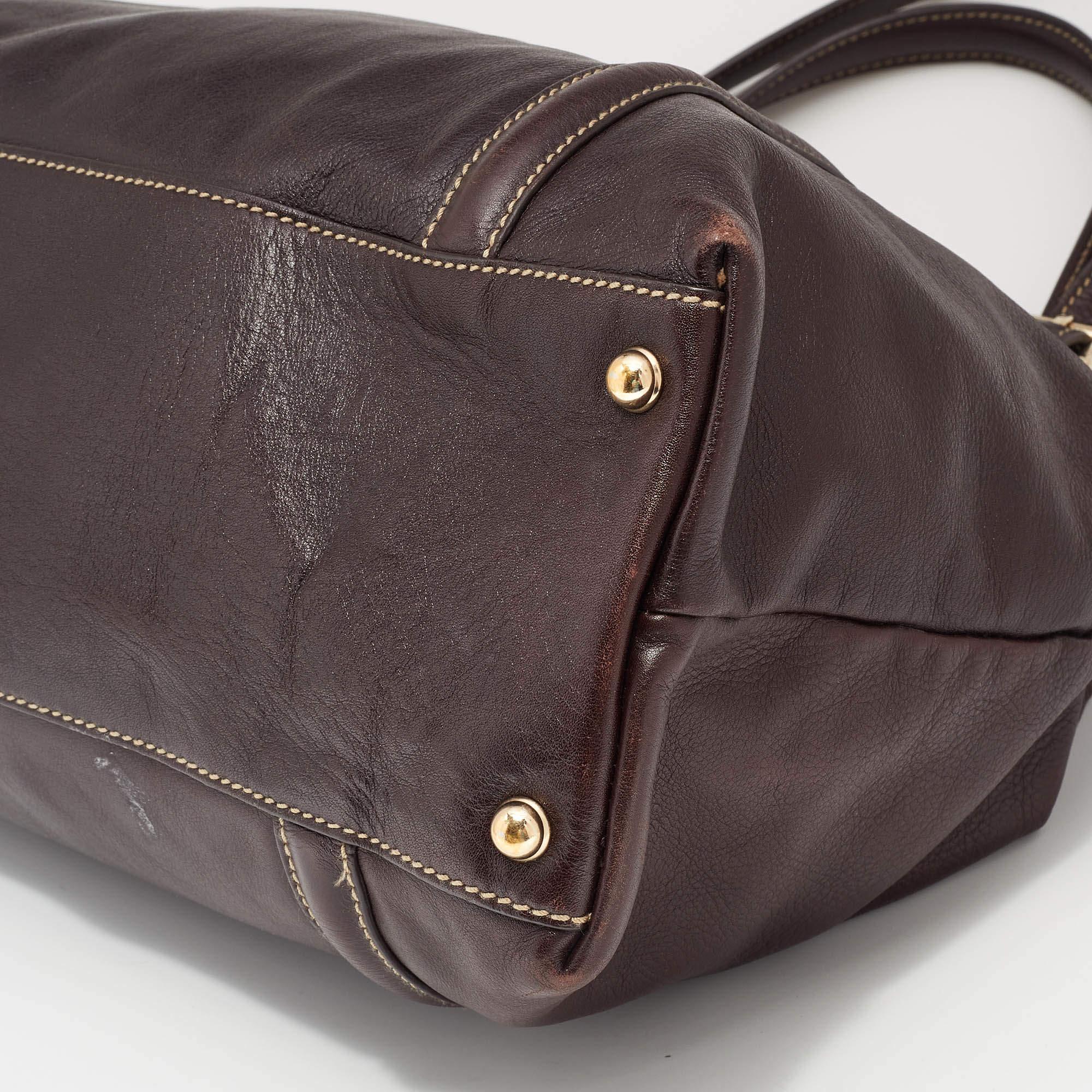 Gucci Brown Leather Medium GG Britt Shoulder Bag 8