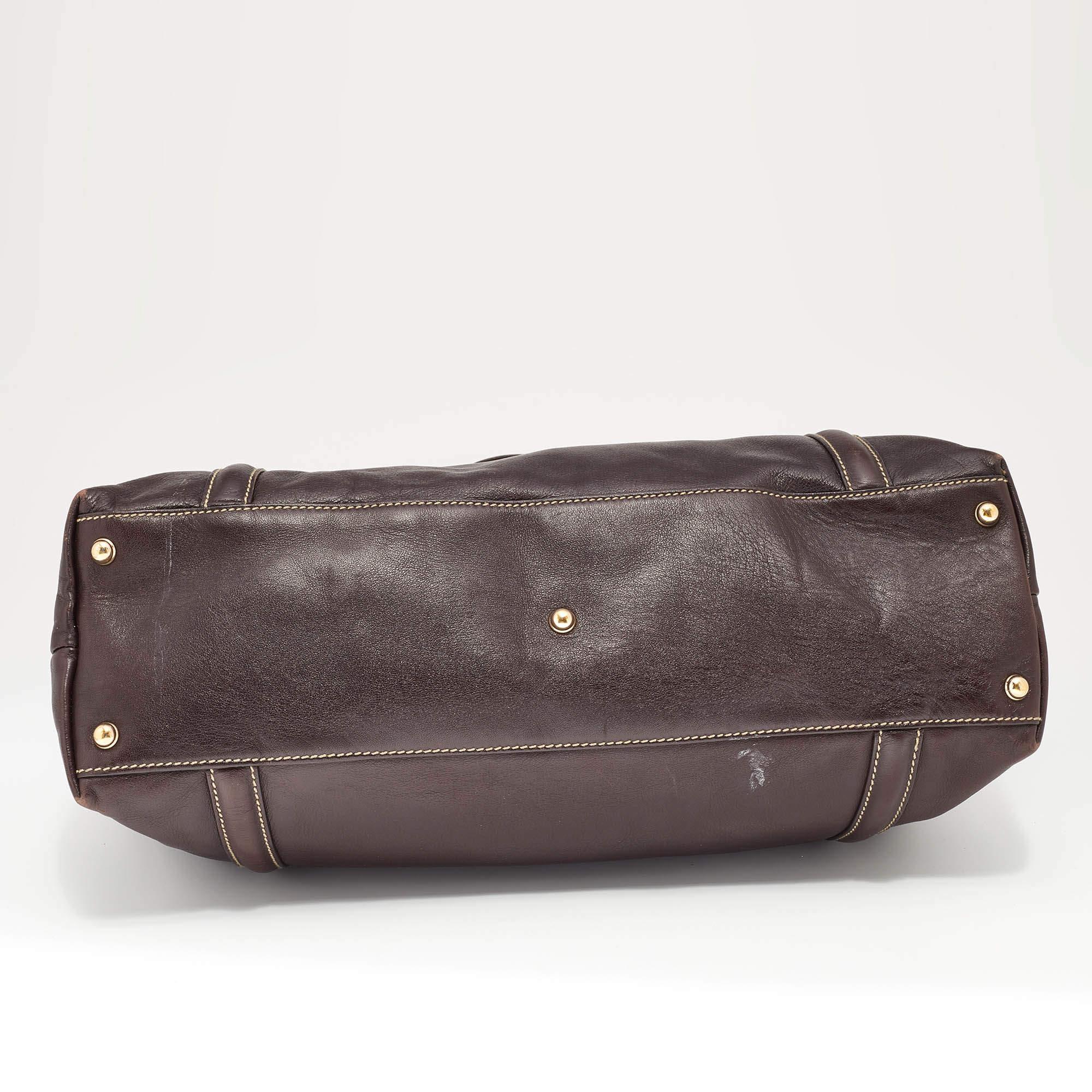 Women's Gucci Brown Leather Medium GG Britt Shoulder Bag