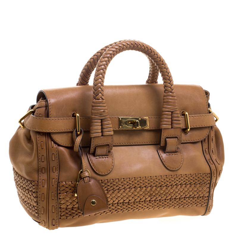 Women's Gucci Brown Leather Medium Handmade Top Handle Satchel