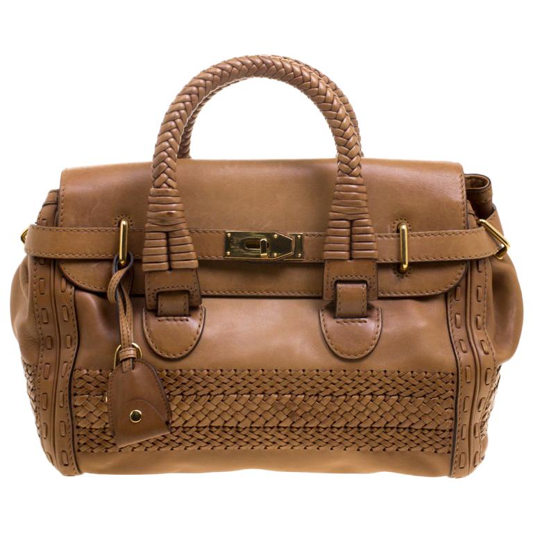 Gucci Brown Leather Medium Handmade Top Handle Satchel