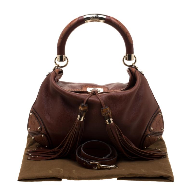 Gucci Brown Leather Medium Indy Hobo 8