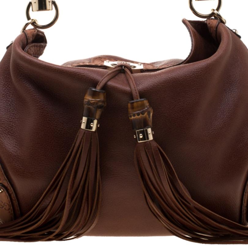 Gucci Brown Leather Medium Indy Hobo 3