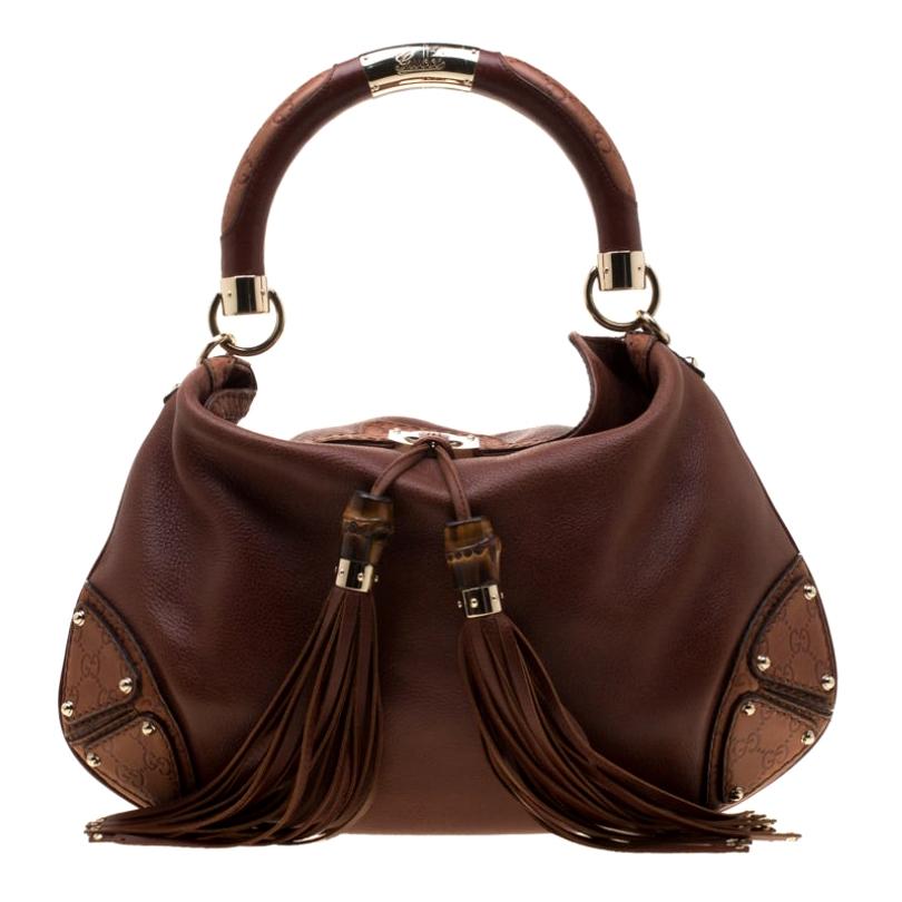 Gucci Brown Leather Medium Indy Hobo