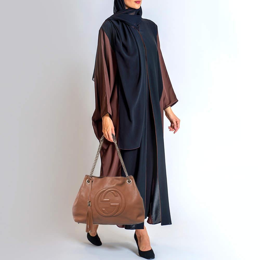 Gucci Brown Leather Medium Soho Chain Shoulder Bag In Good Condition In Dubai, Al Qouz 2