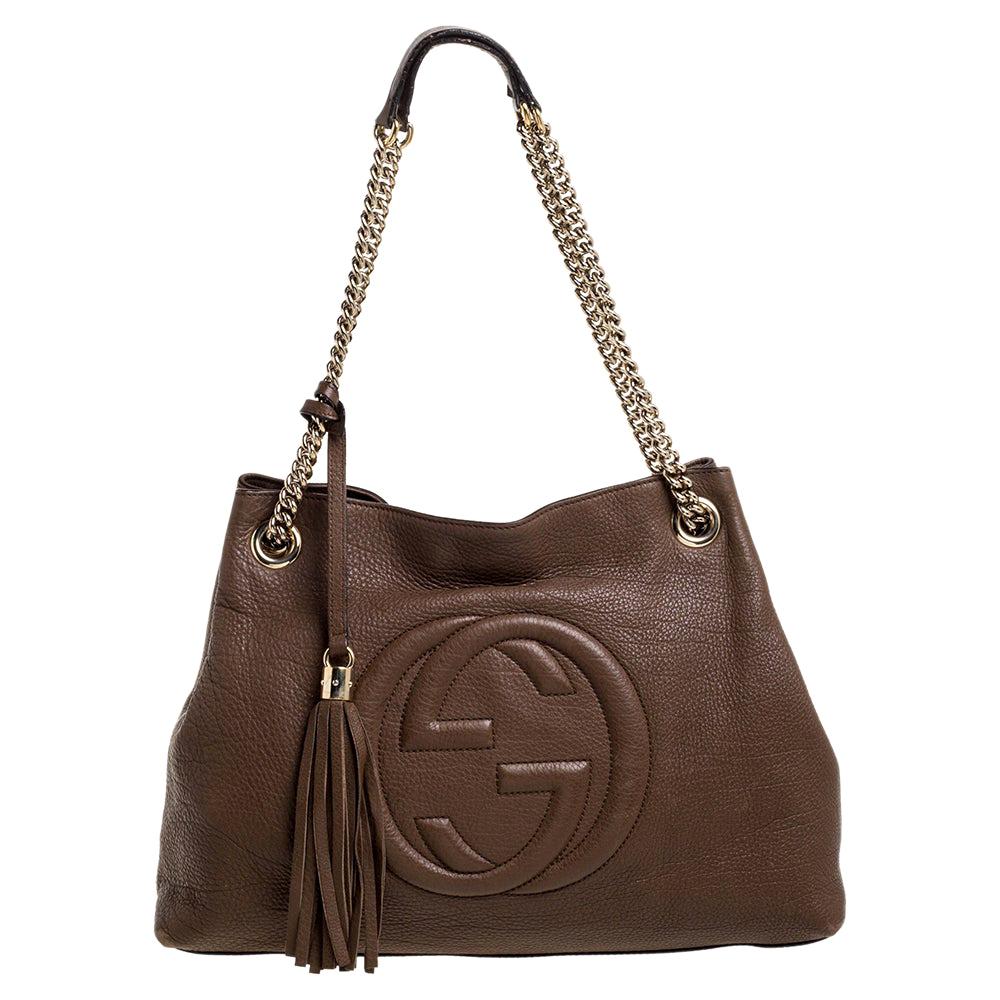 Gucci Brown Leather Medium Soho Chain Tote