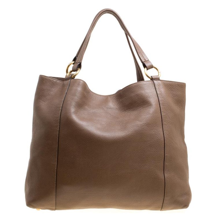 Gucci Brown Leather Medium Twill Tote For Sale at 1stDibs