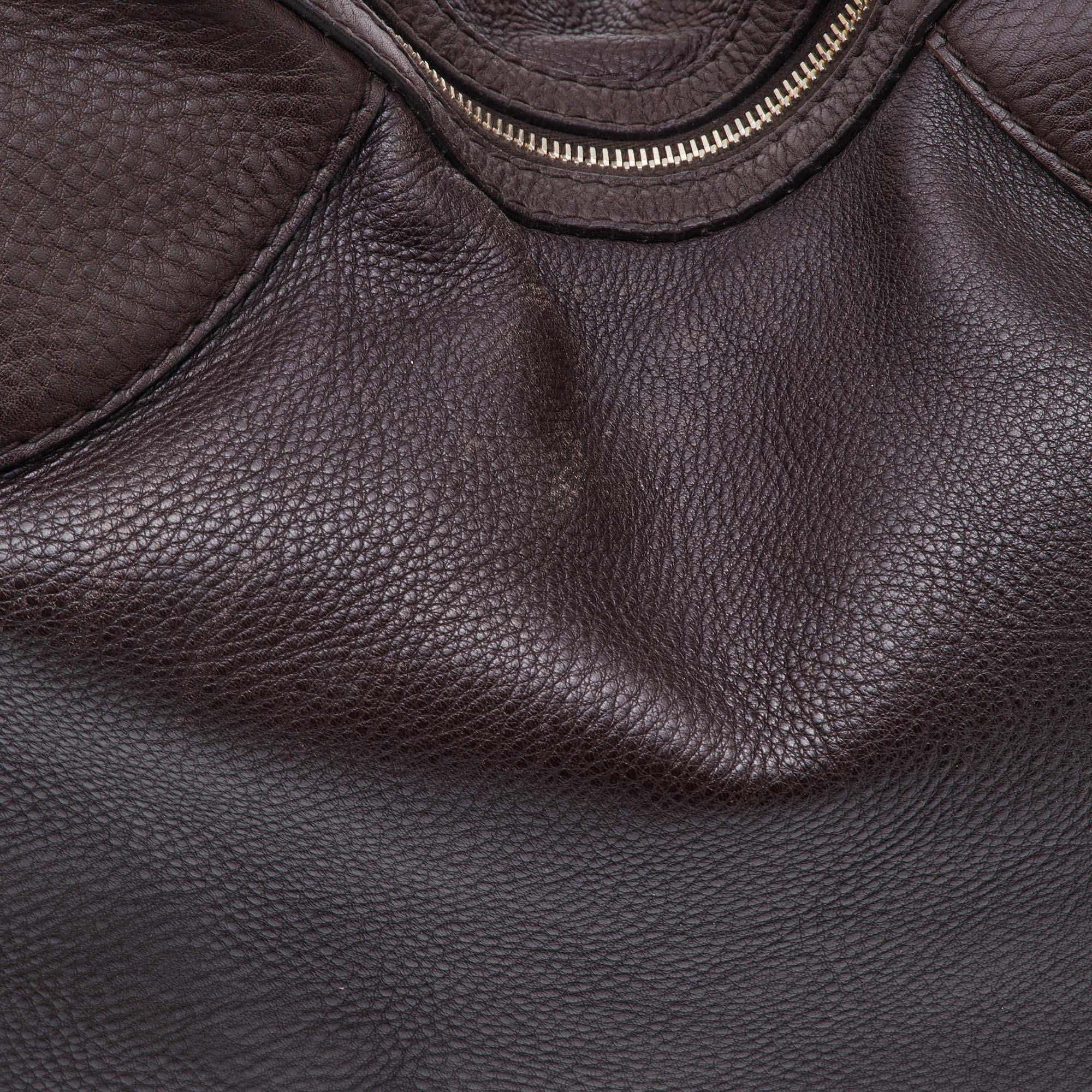 Gucci Brown Leather Medium Web Horsebit Heritage Hobo 5