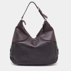 Gucci Brown Leather Medium Web Horsebit Heritage Hobo
