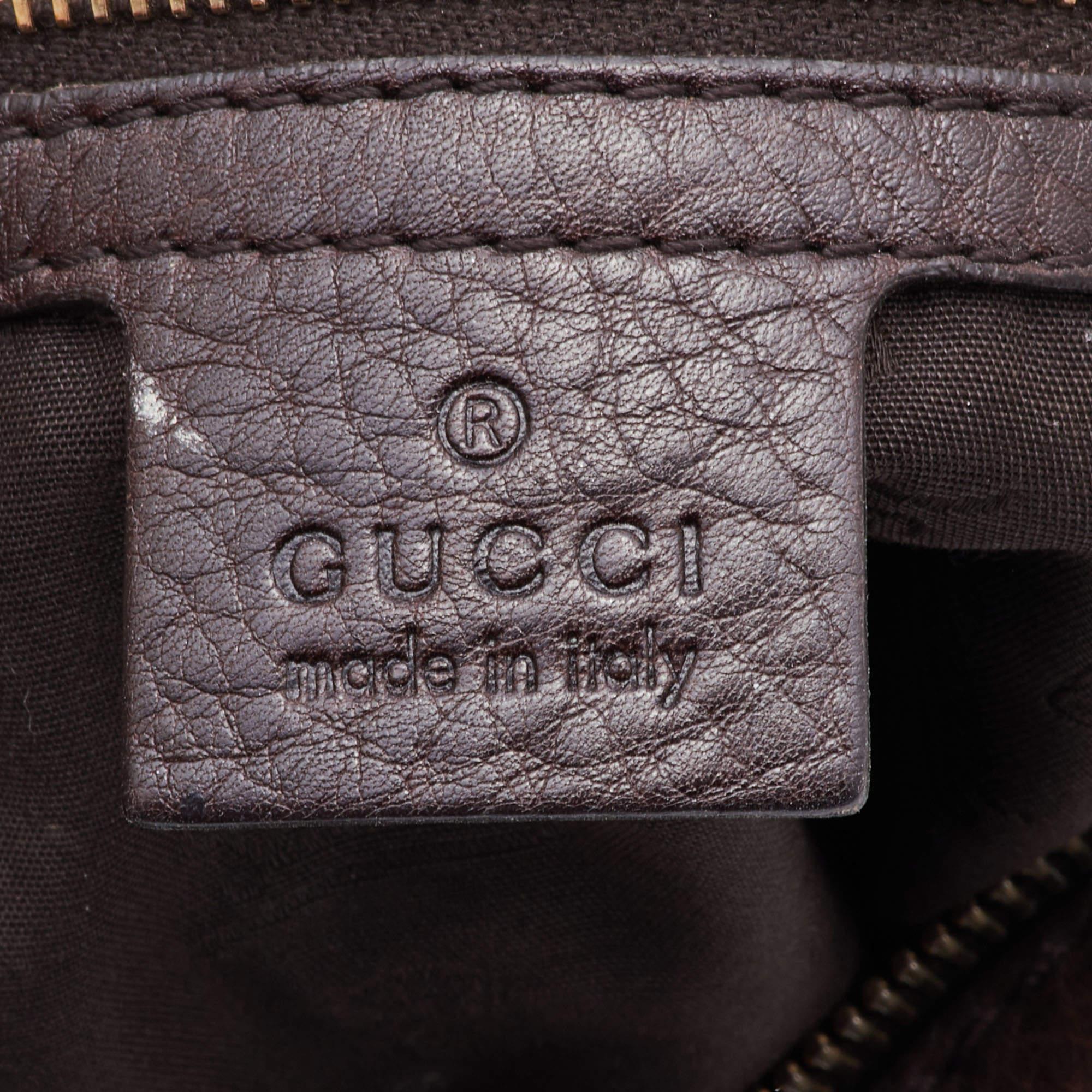 Gucci Brown Leather Medium Web Horsebit Heritage Hobo 1