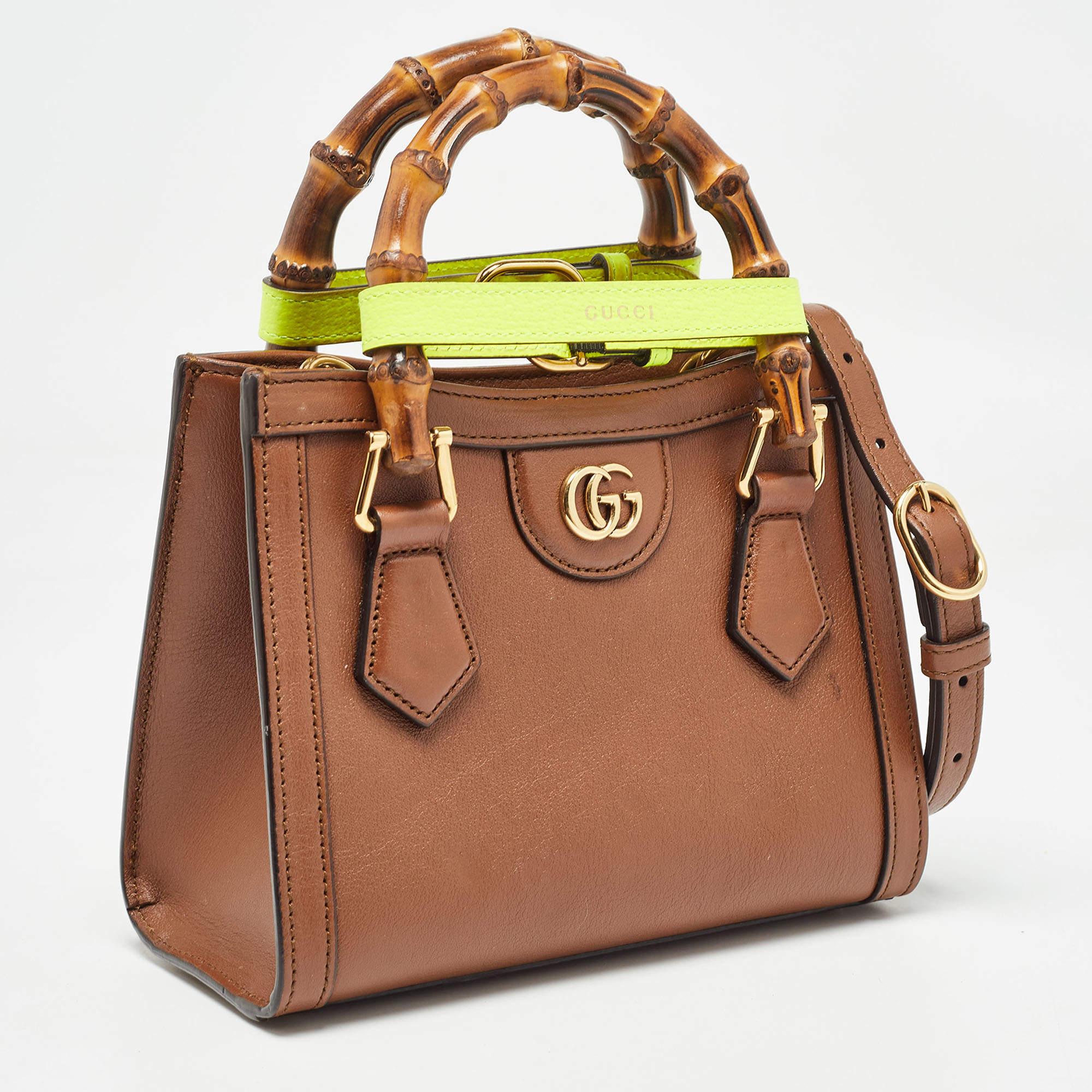 Gucci Brown Leather Mini Diana Tote In Good Condition In Dubai, Al Qouz 2
