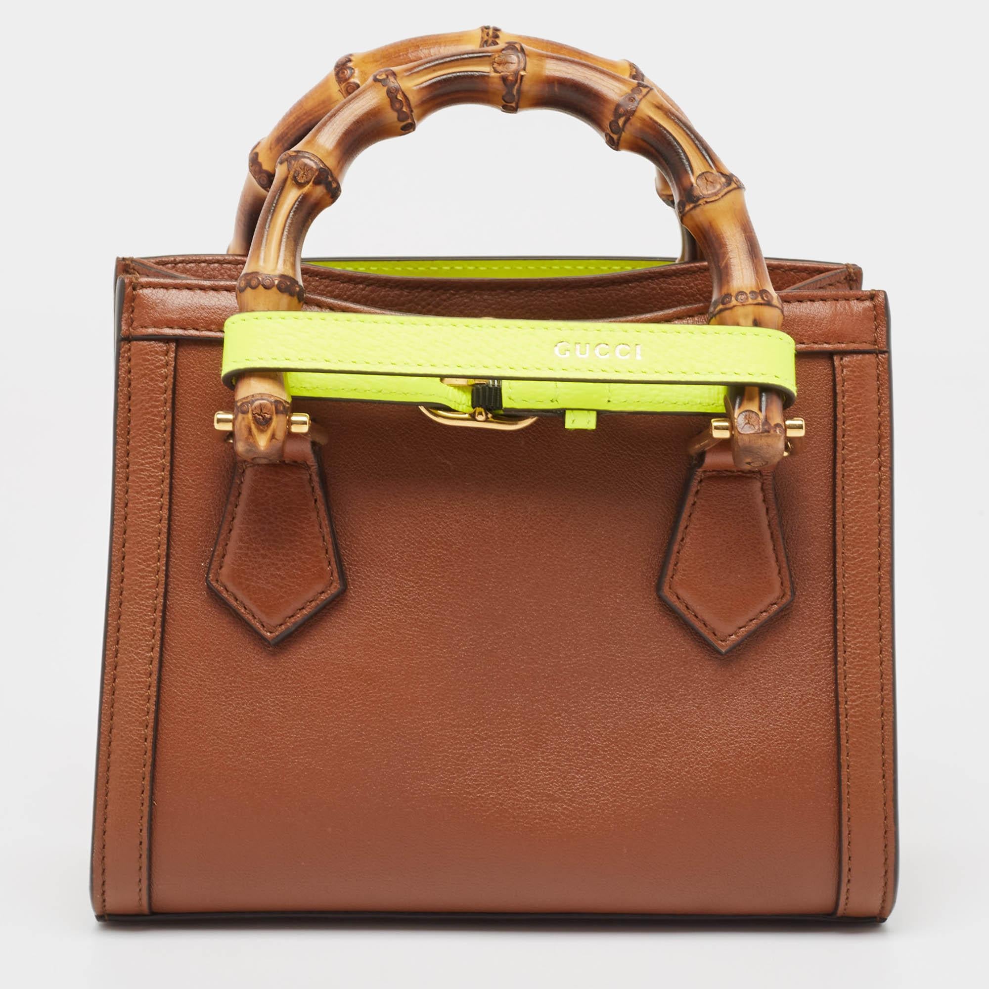 Women's Gucci Brown Leather Mini Diana Tote