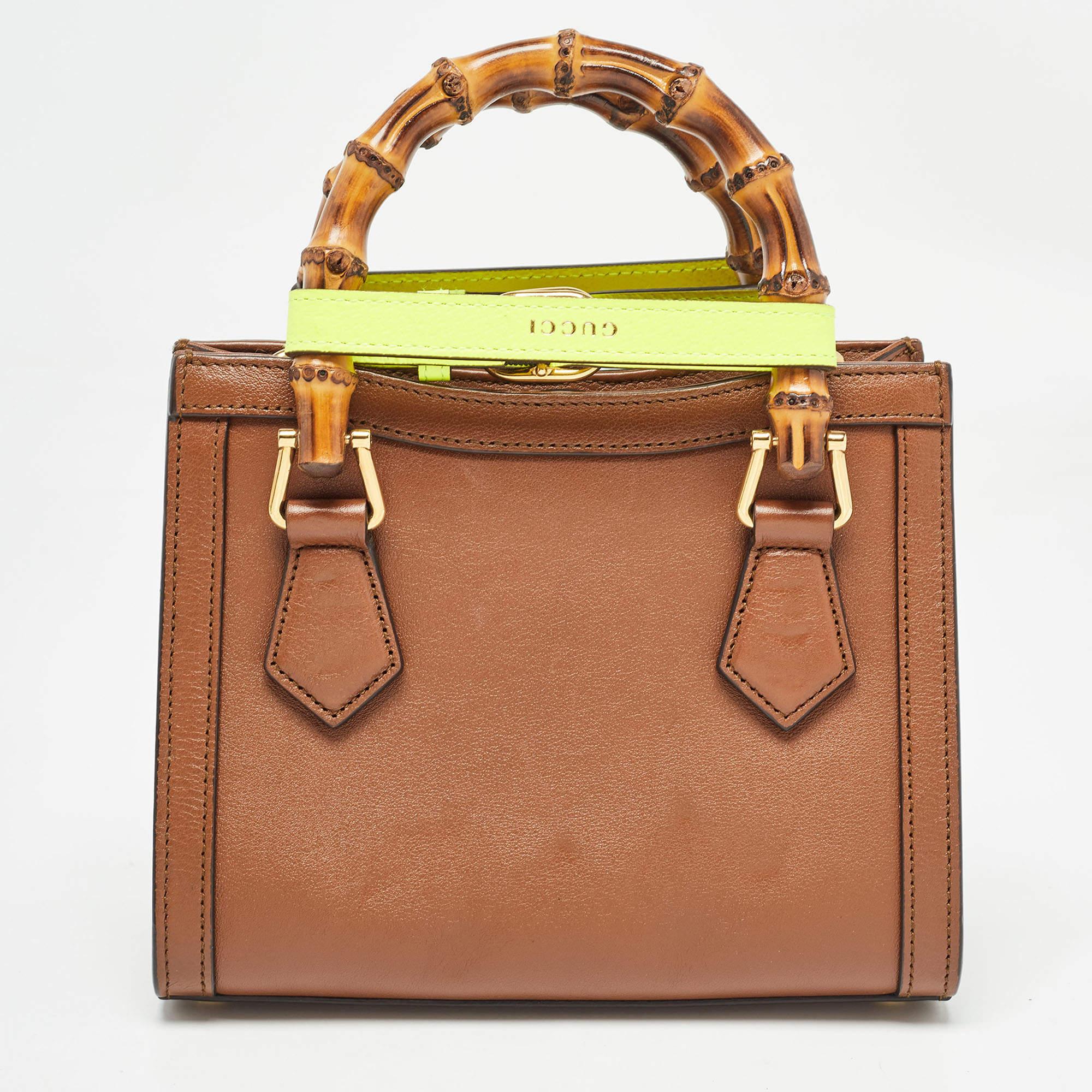 Women's Gucci Brown Leather Mini Diana Tote