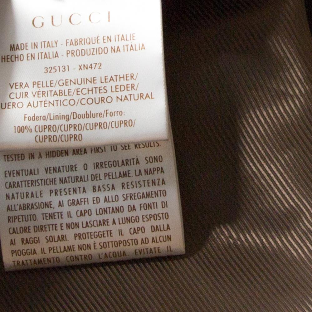 Gucci Brown Leather Monogram Detail Zip Front Jacket M In Excellent Condition In Dubai, Al Qouz 2