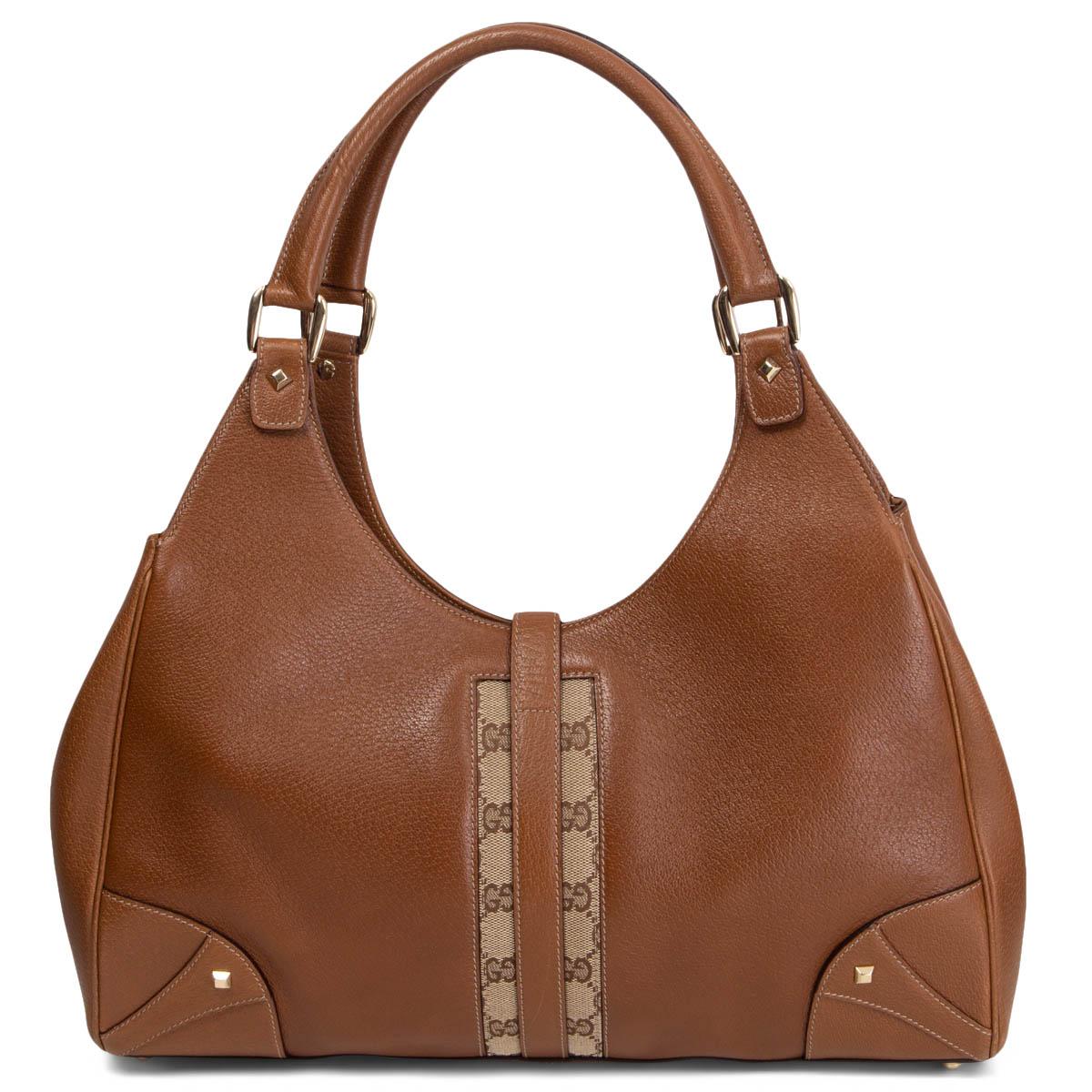 Brown GUCCI brown leather NAILHEAD JACKIE HOBO Shoulder Bag