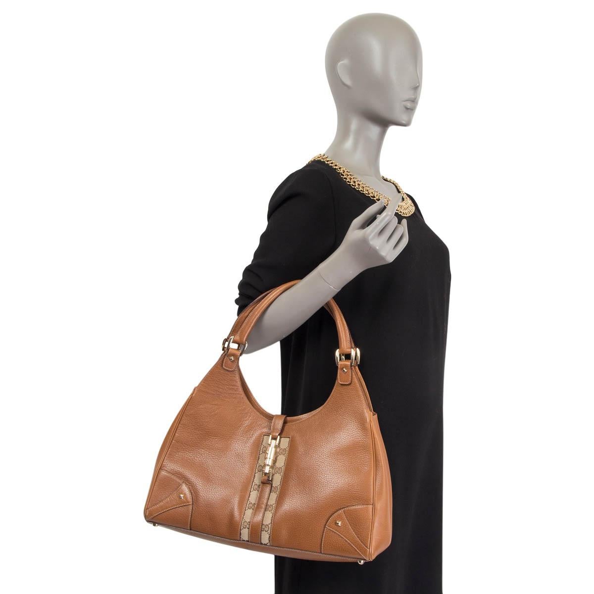 GUCCI brown leather NAILHEAD JACKIE HOBO Shoulder Bag For Sale 3