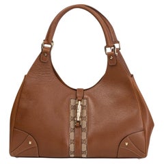Used GUCCI brown leather NAILHEAD JACKIE HOBO Shoulder Bag