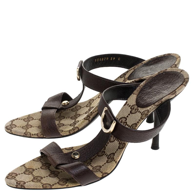 Gucci Brown Leather Open Toe Sandals Size 39 1