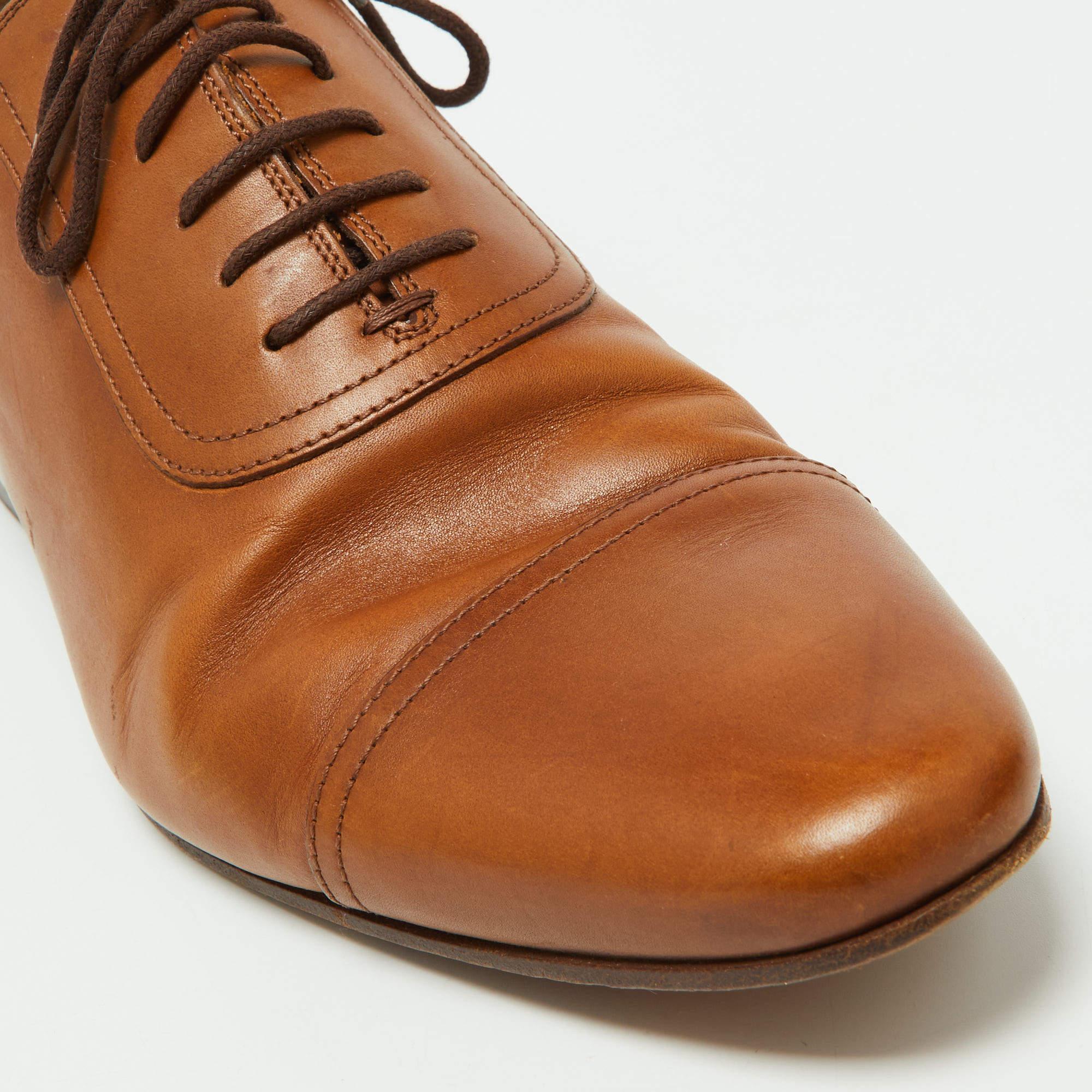 Gucci Brown Leather Oxfords Size 43 For Sale 4