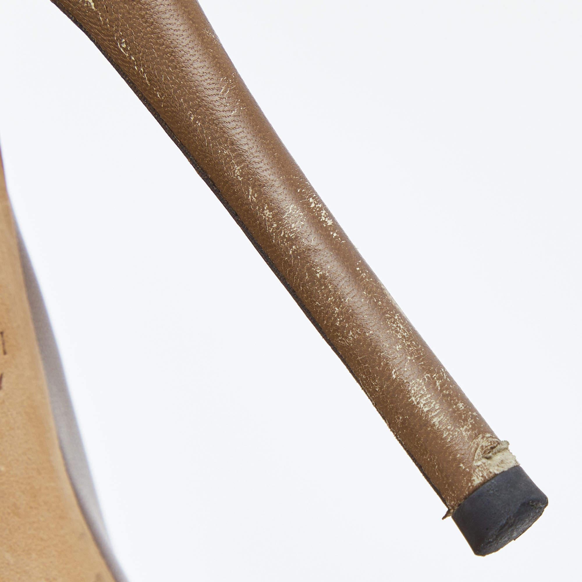 Gucci Brown Leather Peep Toe Platform Slingback Pumps Size 37 4