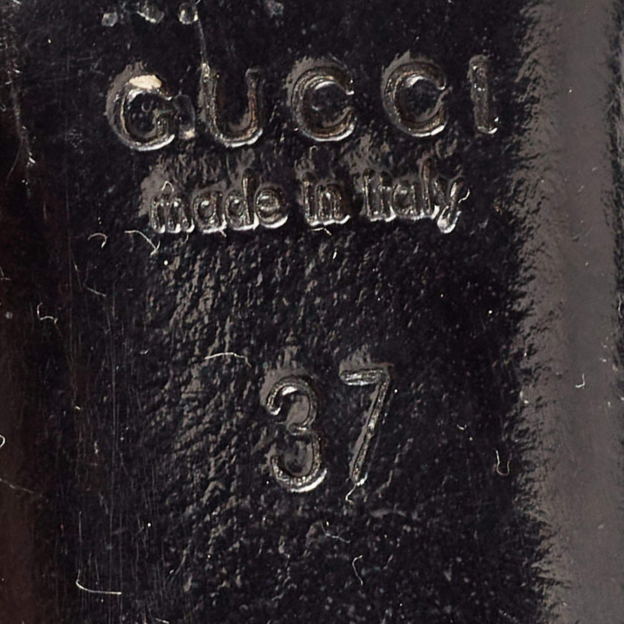 Gucci Brown Leather Peep Toe Pumps Size 37 In Good Condition For Sale In Dubai, Al Qouz 2